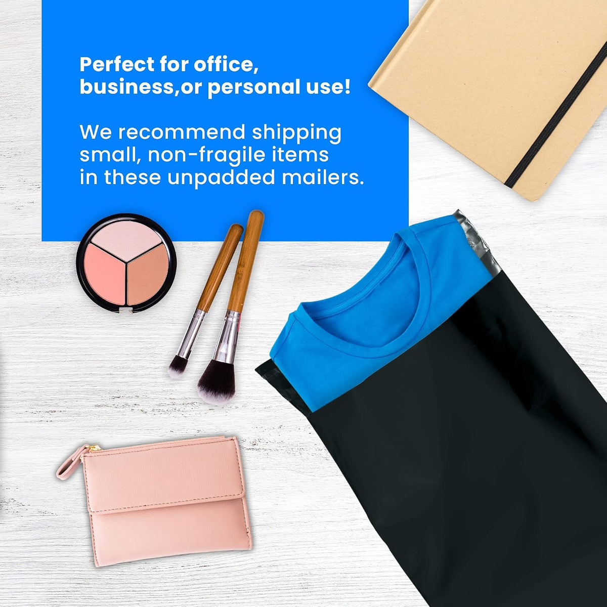 (220 Pcs) 10x13" Poly Mailers, Black | Shipping Bags for Clothing