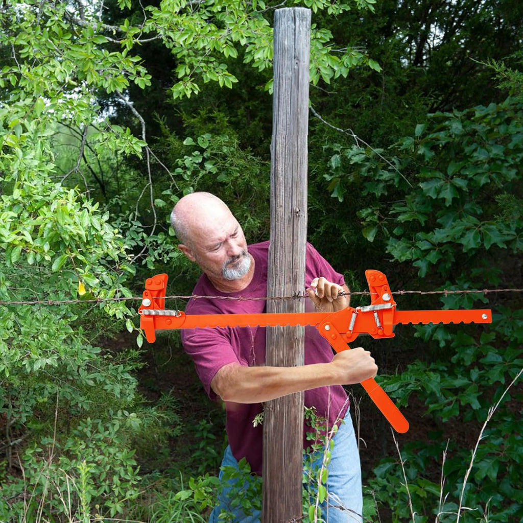 Heavy Duty Carbon Steel Fence Stretcher Tool, All Purpose Wire Tensioner for Barbed & Smooth Wire Fence, Fence Fixer