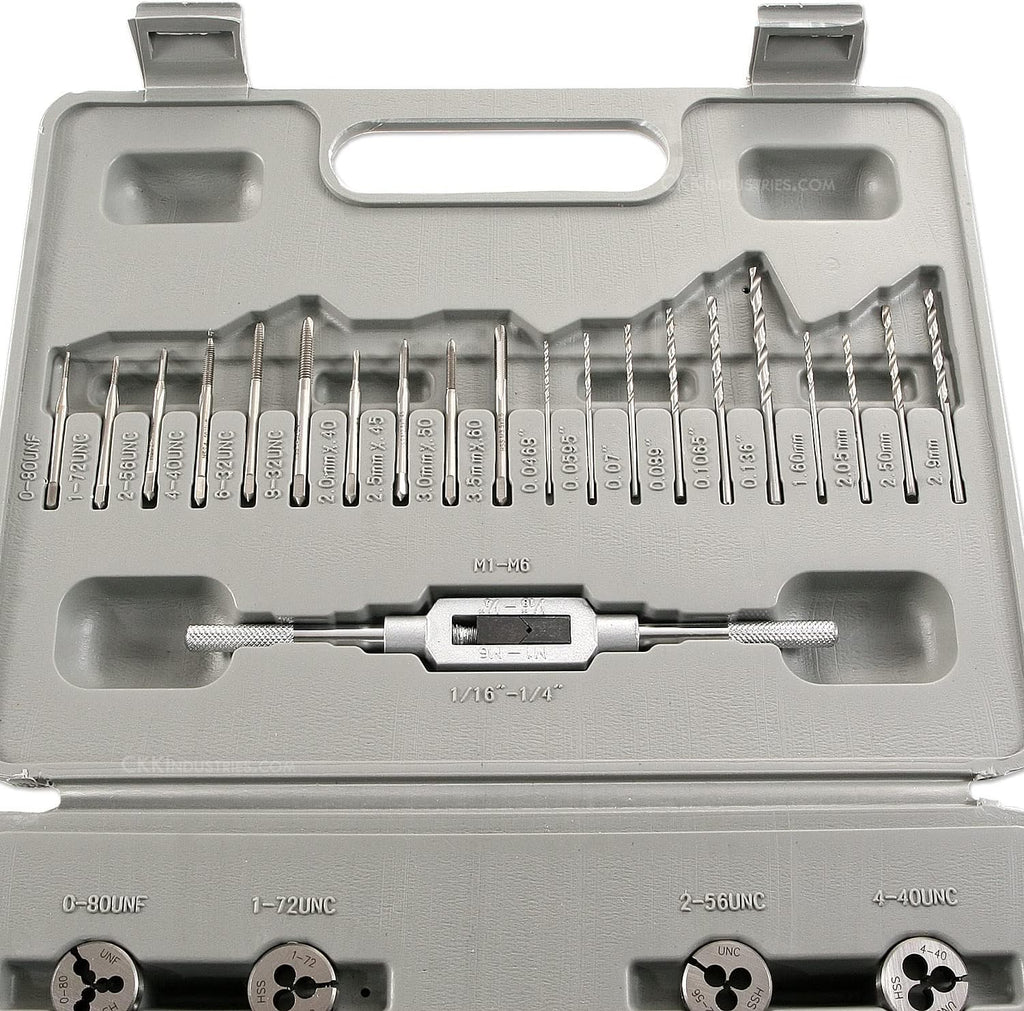 Knife & Gun Making Tap & Die Kit - UNF Standard/Metric - 33 Piece Micro Thread Set - (Drills/Taps/Dies/Handles) - (w/case) - USA Design - (by KnifeKits)