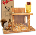 Carbonized Wood Squirrel Feeder, Squirrel Feeders for Outside Winter, Durable Squrrill House Box Easy to Fill with
