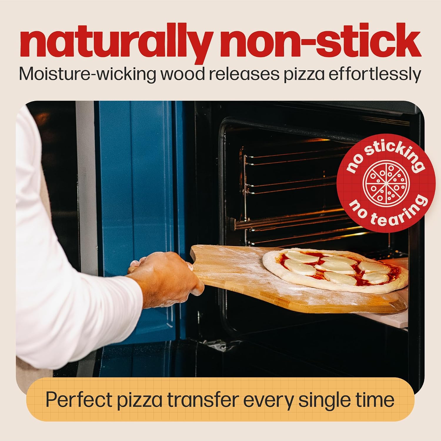 Bamboo Wooden Pizza Peel, 12 Inch Paddle for Oven