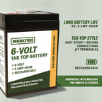 6V Tab Top Battery for Feeders - 5Ah, Rechargeable