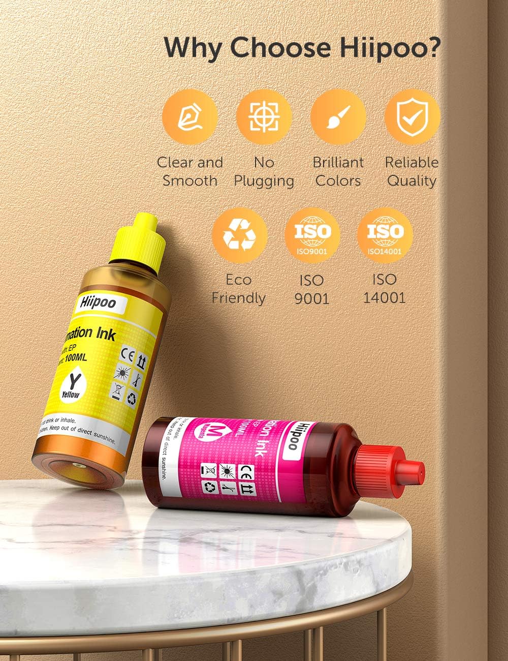 Sublimation Ink Refilled Bottles Work with WF7710 ET2760 ET2720 ET2803 ET2800 ET15000 C88 C88+ Inkjet Printer Heat