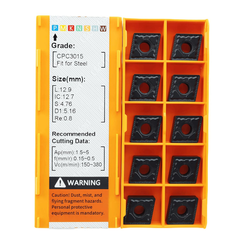 C&CINDOST CNMG120408‑PM Indexable Carbide Turning Inserts Grade CPC3015, CNC Lathe Cutting Tool Inserts with‑PM Chip Breaker for Steel Semi‑Finishing Machining