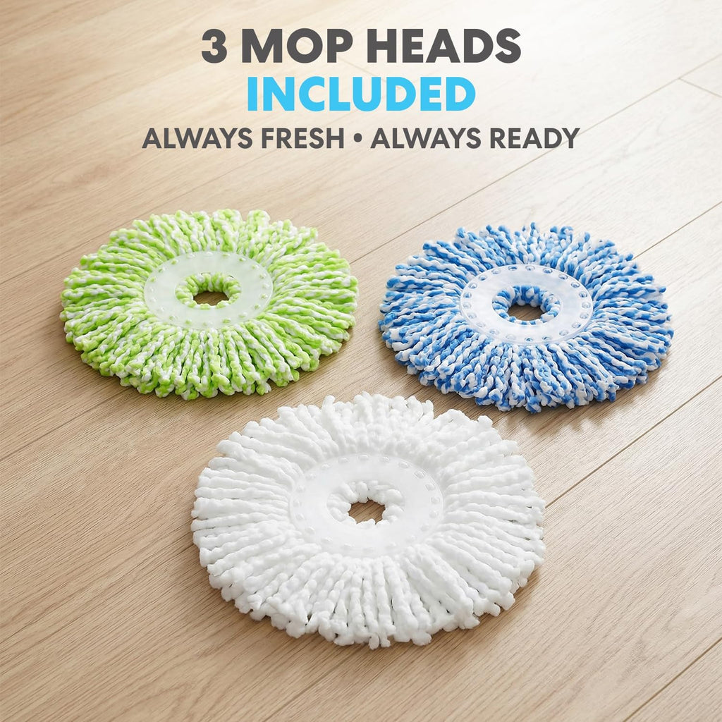 360° Spin Mop and Bucket with Wringer – 3 High-Absorbent Microfiber Washable Heads, Soap Dispenser – Spinning Mop and