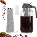 Cold Brew Coffee Maker,64 oz Mason Jar Pitcher with Stainless Steel Filter, Pour Spout Handle Lid, Heavy Duty Glass
