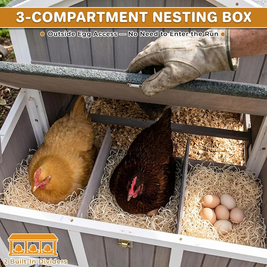 Large 95.3" Outdoor Chicken Coop with Run and Wheels for 3-6 Chickens