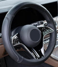 Microfiber Leather Steering Wheel Cover – Black. Heat Resistant Anti-Slip Car Wheel Wrap - Compatible with Most Makes