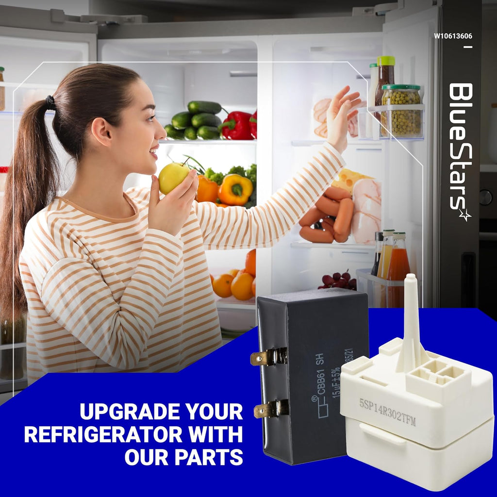 2 Packs W10613606 Refrigerator Compressor Start Relay and Capacitor - Compatible with Whirlpool KitchenAid Kenmore