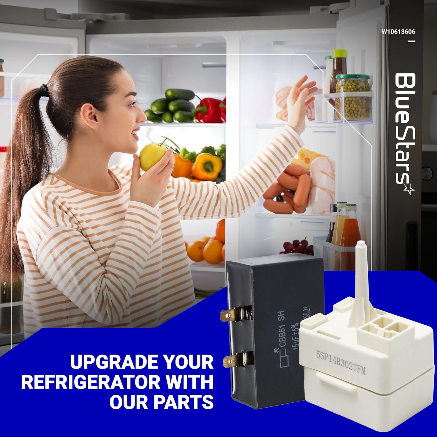 2 Packs W10613606 Refrigerator Compressor Start Relay and Capacitor - Compatible with Whirlpool KitchenAid Kenmore