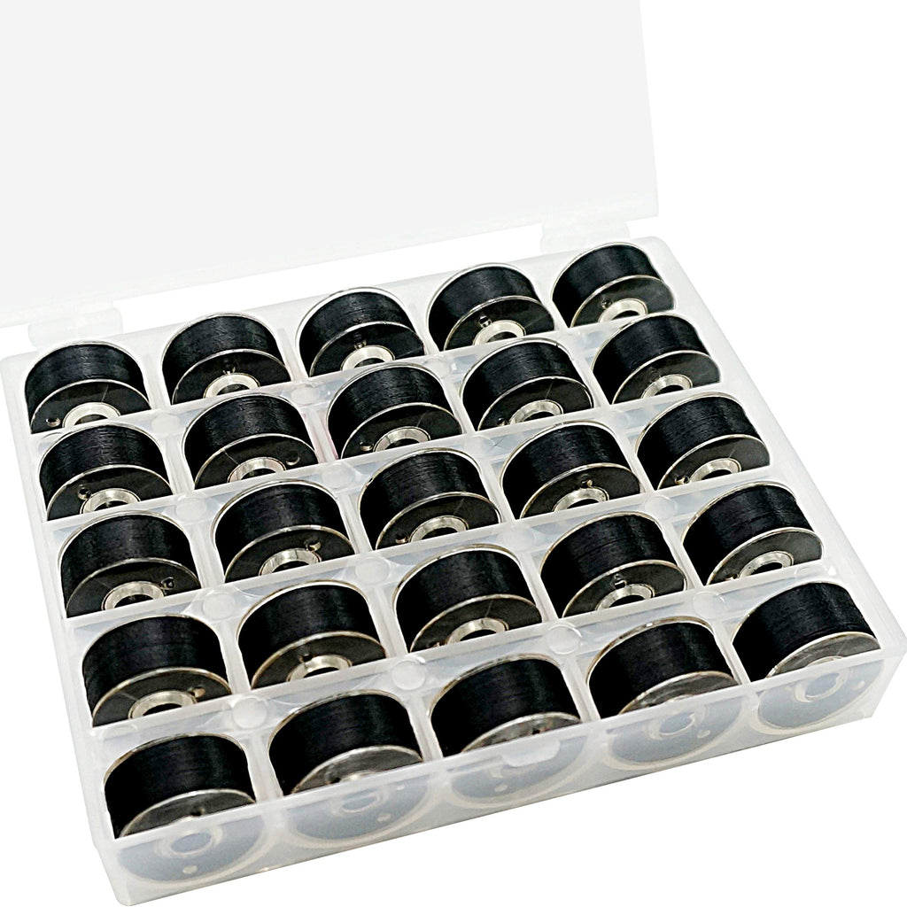 25pcs Size A SA156 Prewound Bobbin Thread -Black