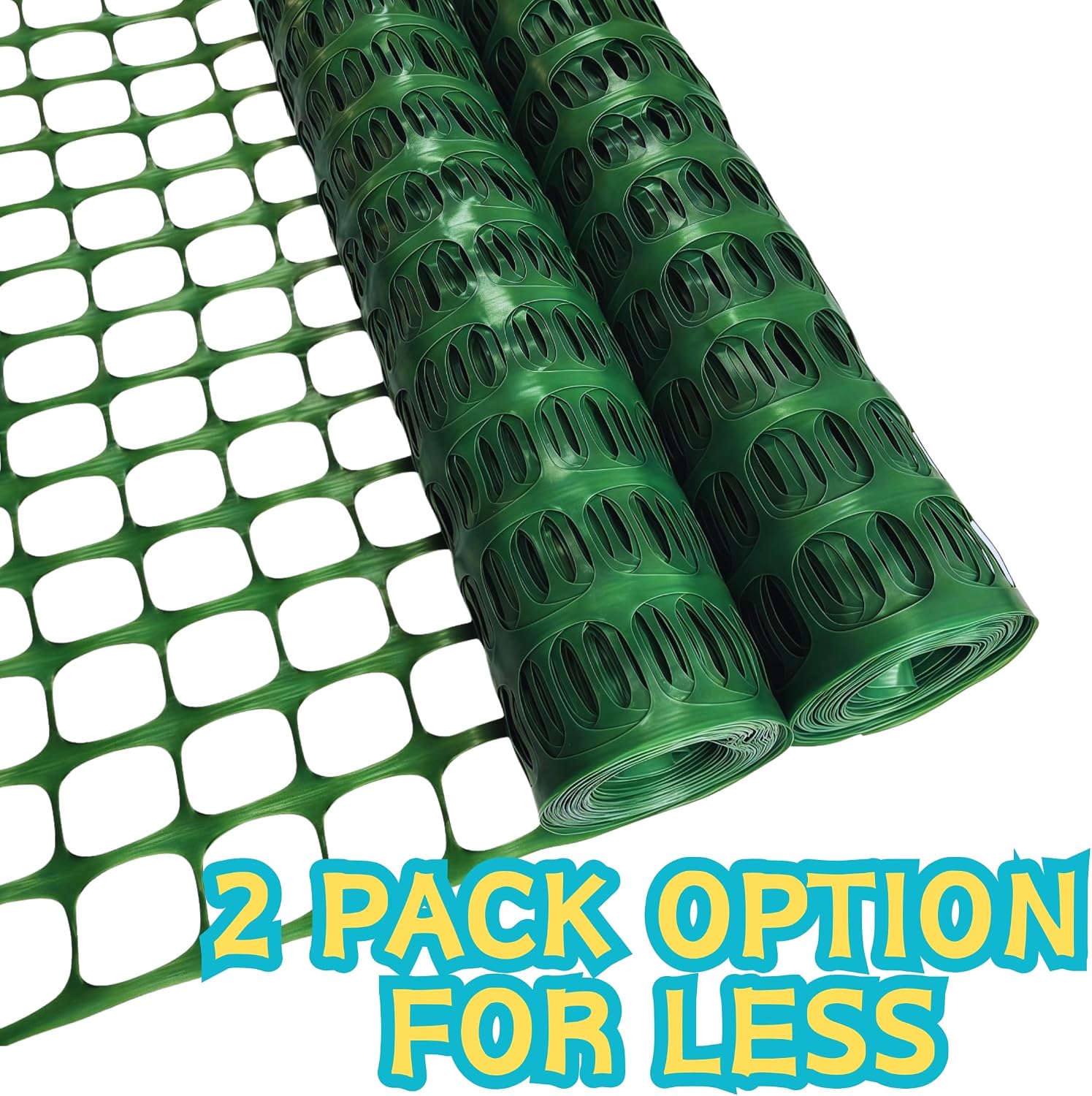 4'x100' Plastic Mesh Fence for Garden with 100 Zip Ties, Green
