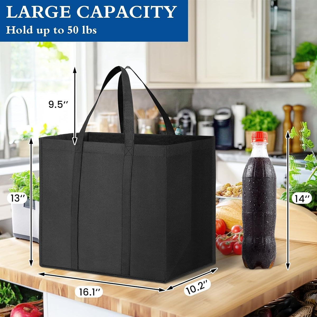 Reusable Grocery Shopping Bags 10 Pack Large Foldable Tote Bags Bulk