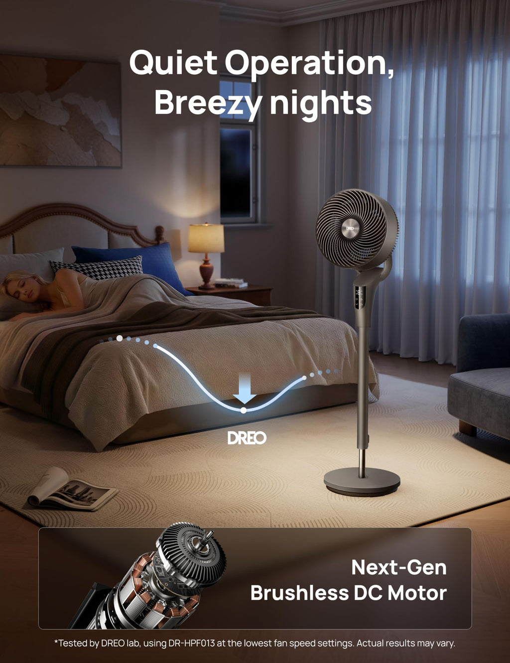 Fan for Bedroom, Standing Oscillating Fan for Whole Room, Quiet Fan