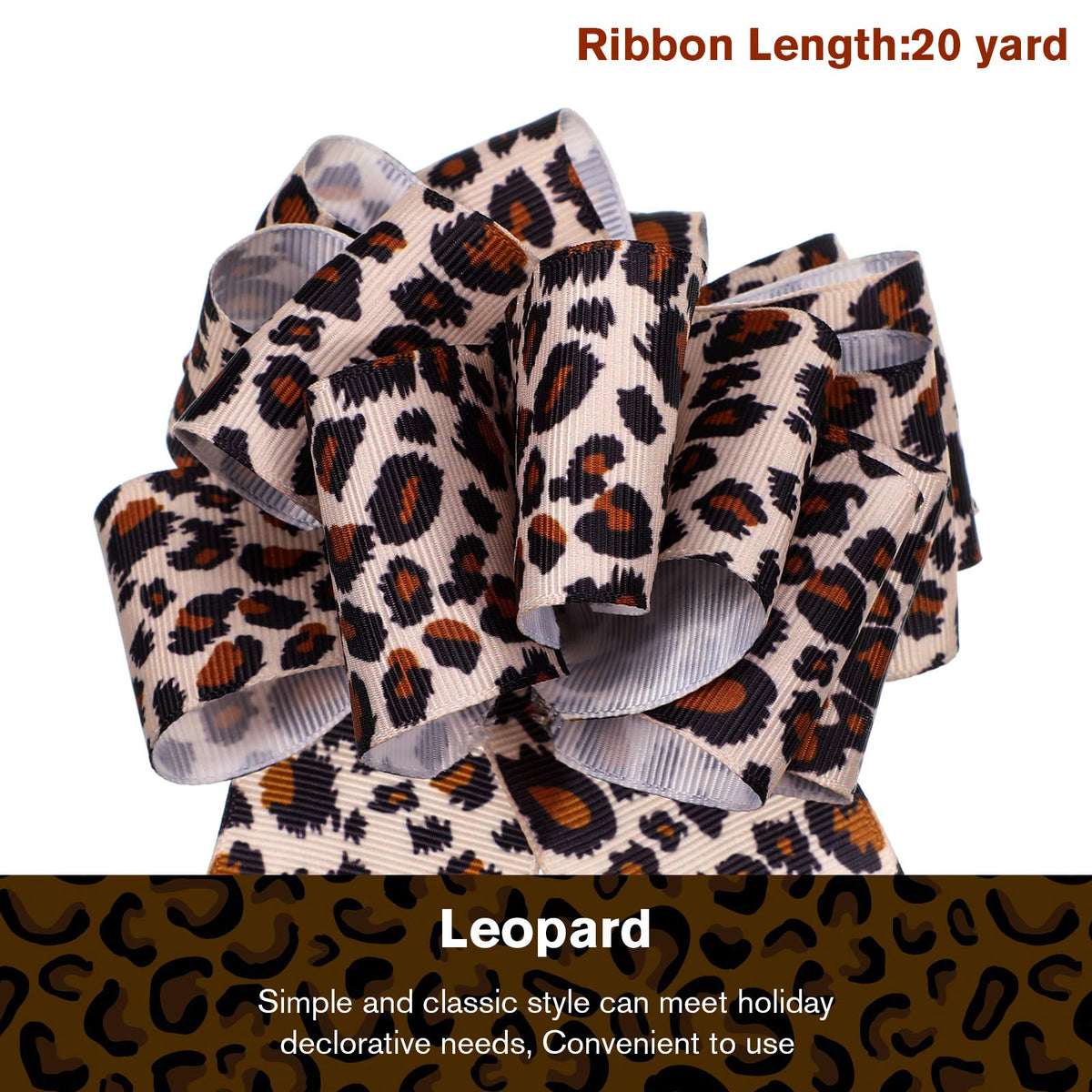 1 Pcs Leopard Print Ribbon Christmas Craft