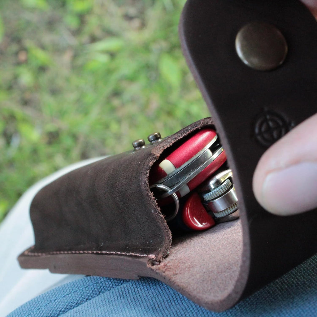 Leather Knife Sheath For Folding Knife Holster For Pocket Knife With Belt Loop, Huntsman Knife Pouch Multitools
