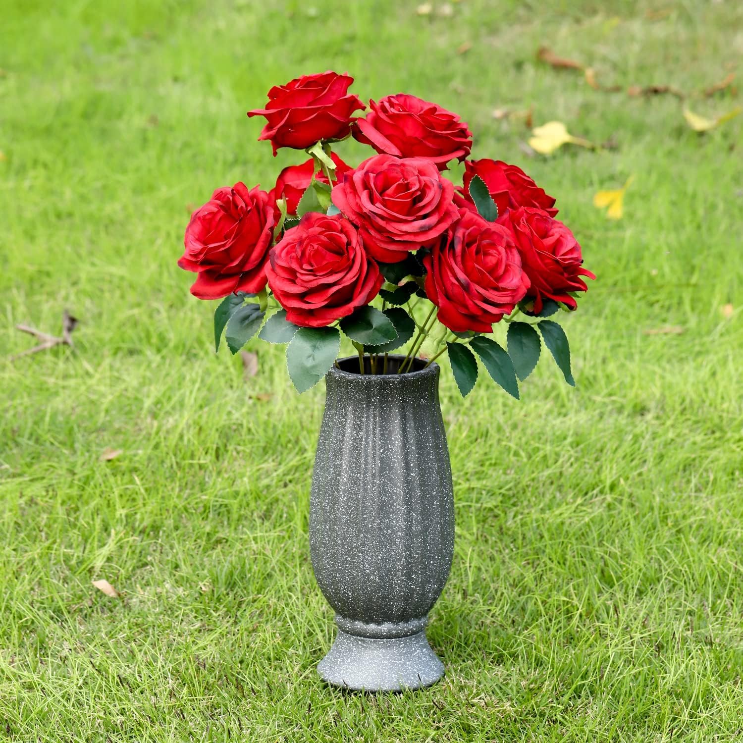 10” Cemetery Vases with Metal Spike for Artificial Flower Grave Decorations