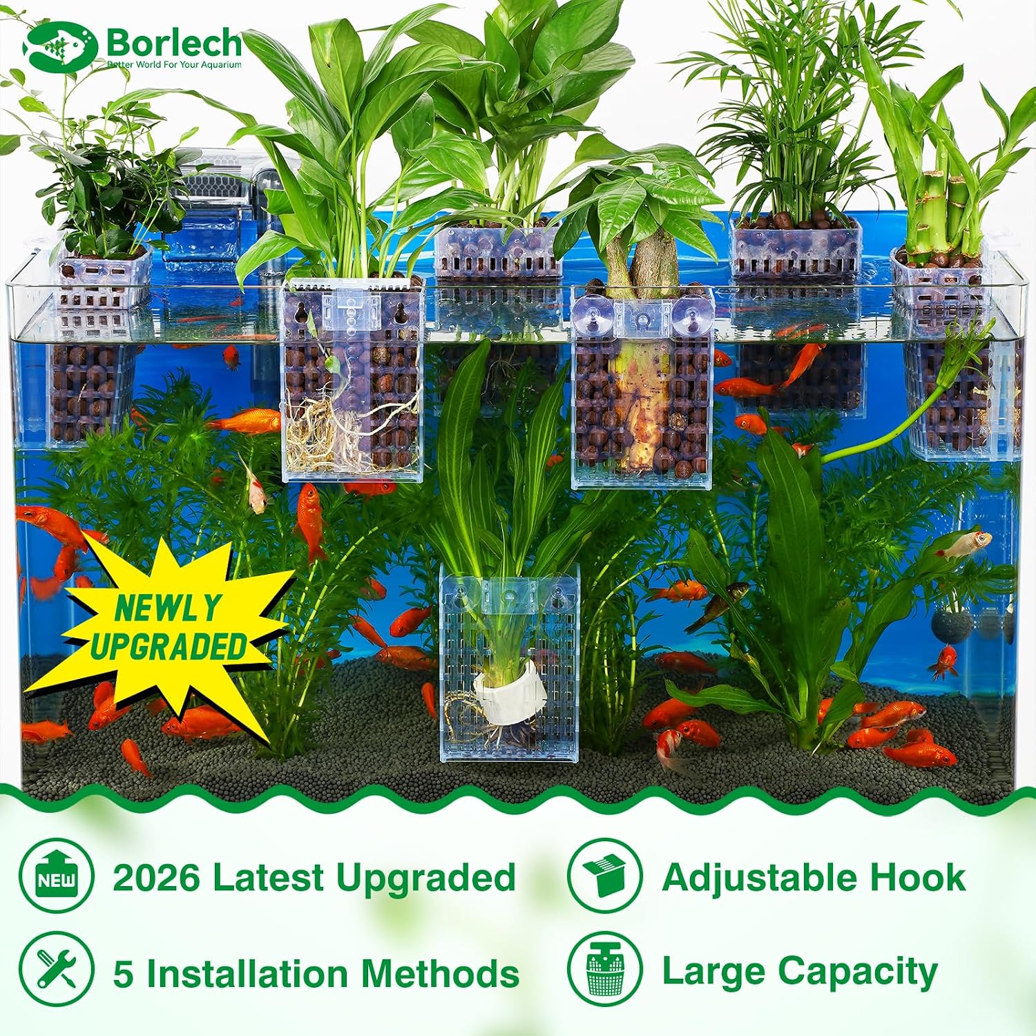 2026 Latest Upgraded Aquarium Plant Holder Adjustable Height with Extendable Hook and Suction Cup for Fish Tank