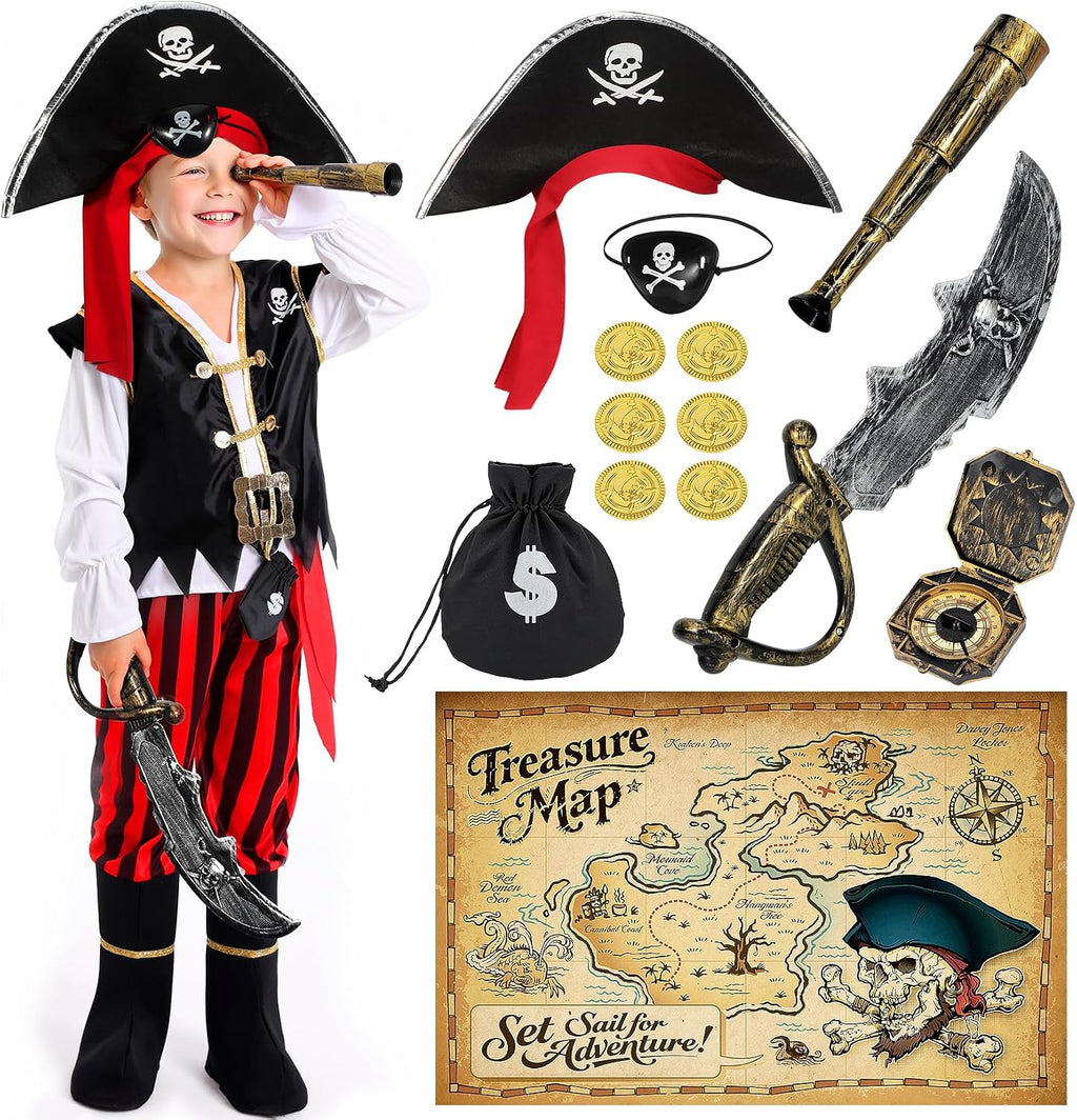 Pirate Costume Kids Boys Halloween Costume,Halloween Costumes for Boy,Toddler Pirate Costumes for Role Play Dress Up