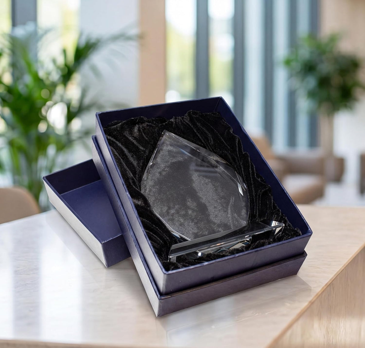 Personalized 7" Crystal Diamond Award with Text and Logo Upload, Custom Engraved Glass Award for Employee