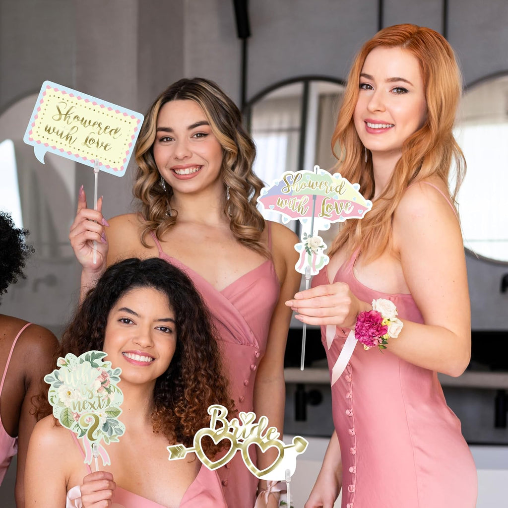 Bridal Shower Photo Props Bachelorette Photo Booth Props Pastel and Gold Party Accessories Hen Do Engagement Proposal