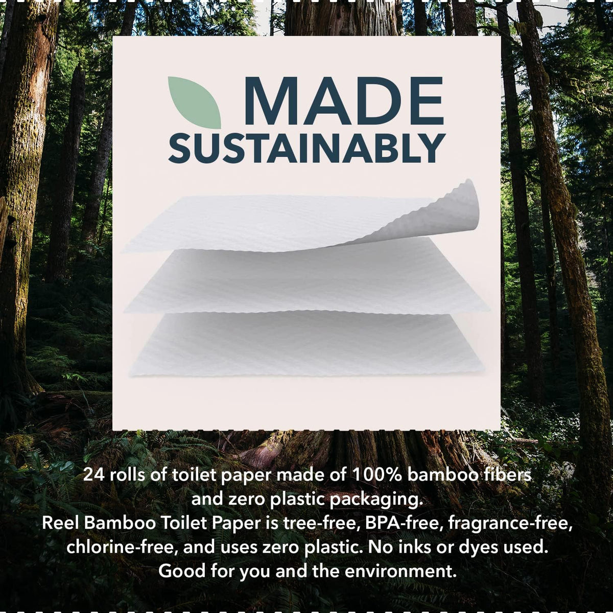 Premium 3-Ply Bamboo Toilet Paper - 24 Rolls, 300 Sheets per Roll