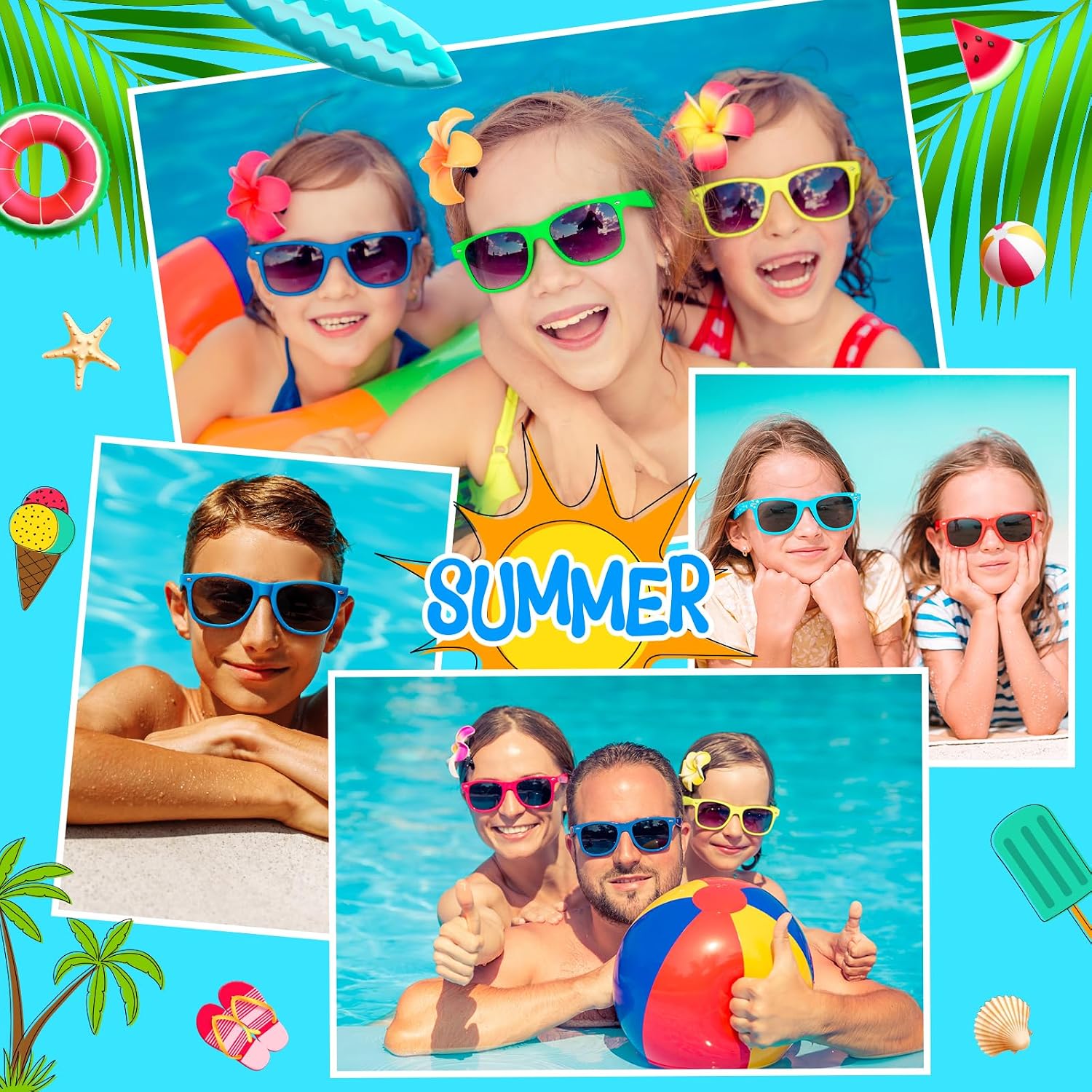 10/20/40 Pack Kids Sunglasses Bulk Retro Party Favors for Wedding Beach Summer Pool Party Supplies Goodie Stuffers