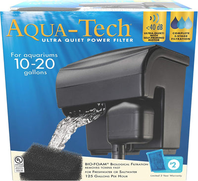 Ultra Quiet Power Filter For Aquariums, 10-20 Gallon
