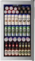 126 Can Beverage Refrigerator, Glass Door Mini Fridge, 3.2 Cu.Ft