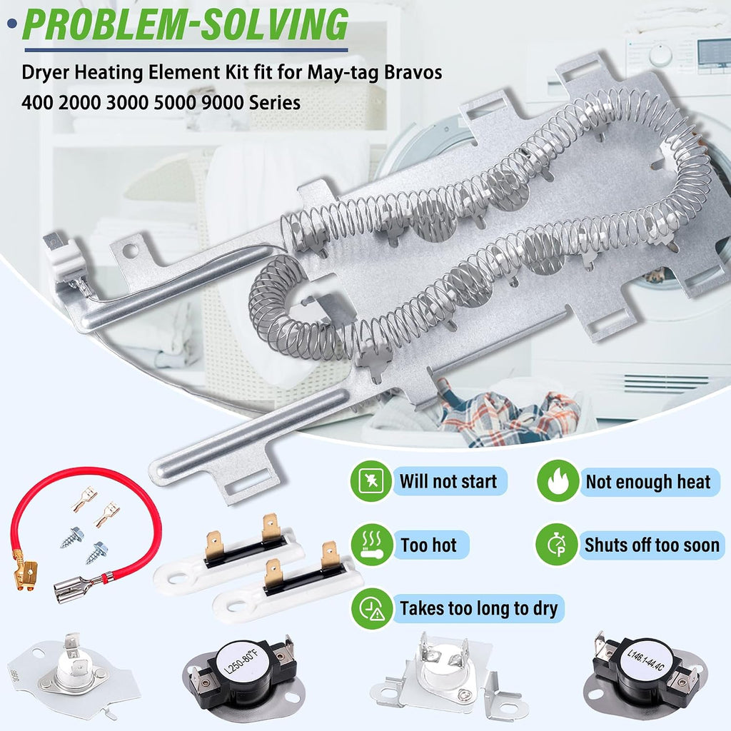 MED5500FW0 Heating Element Kit Fit for May-tag Bravos 400 3000 Series Dryer