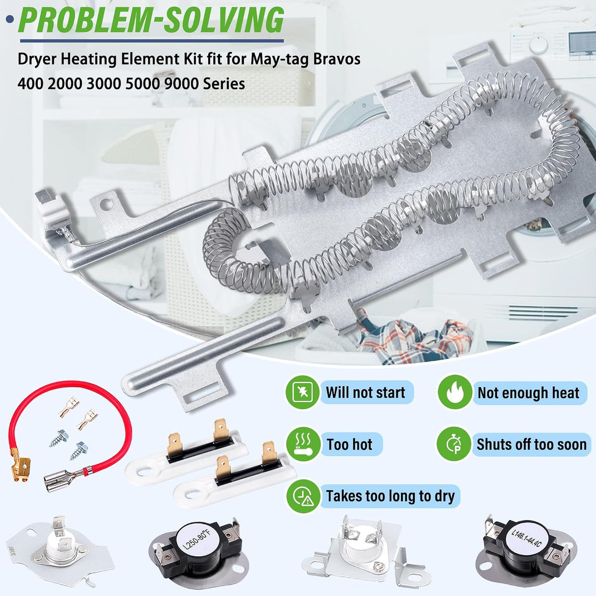 MED5500FW0 Heating Element Kit Fit for May-tag Bravos 400 3000 Series Dryer