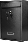 Mailbox for Outside, Wall Mount Locking Mailbox, Security Drop Box with Key Lock for Letters, Cash, Cards, Steel Mail
