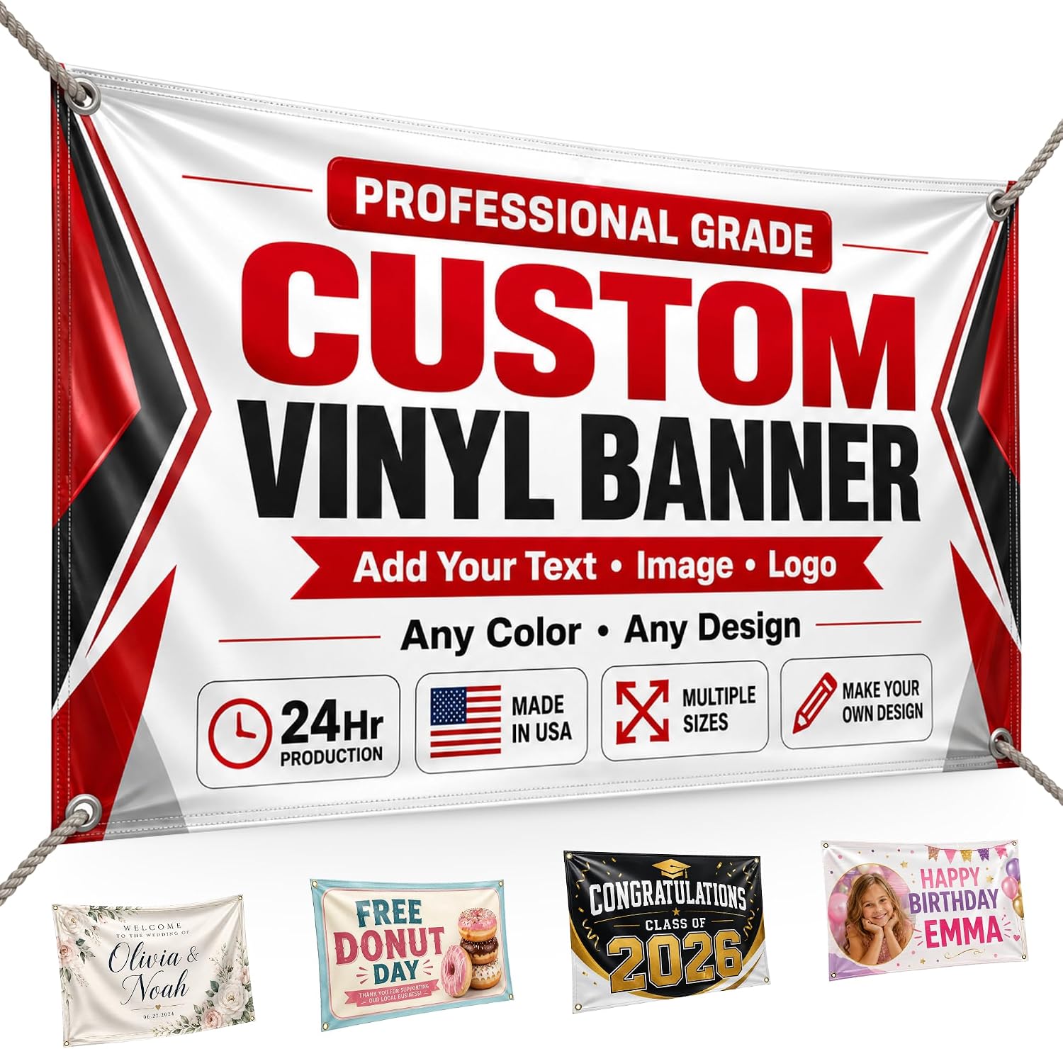Custom Banner - Make Your Own Banners and Signs Customize for Business Advertisings, Birthdays, Weddings, Graduation