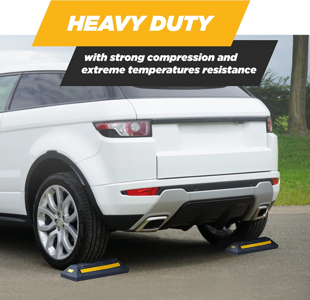 Heavy Duty Rubber Parking Curb Guide –Car Block - Driveway Car Garage Wheel Stopper- Professional Grade Parking