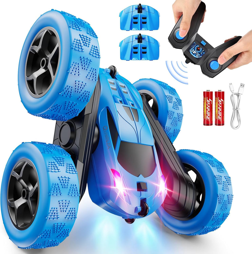 Remote Control Car, RC Cars Toys for Kids Ages 6-12, 4WD Stunt Car with LED Lights & 360° Flips, 2.4GHz, Upgraded