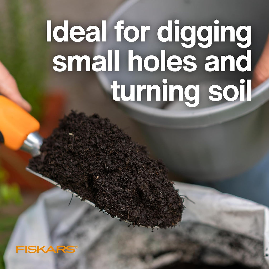 Fiskars Trowel, Heavy Duty Gardening Hand Tool with Hang Hole