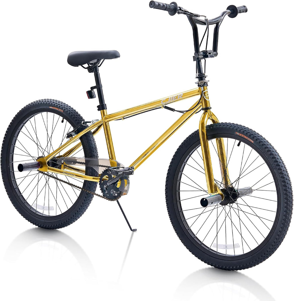 BMX Bike, 20 24 inch Kids Bike, Bikes for Kids 6-14, Boys & Girls Bike with 4 Pegs, High-Carbon Steel BMX Frame, 360
