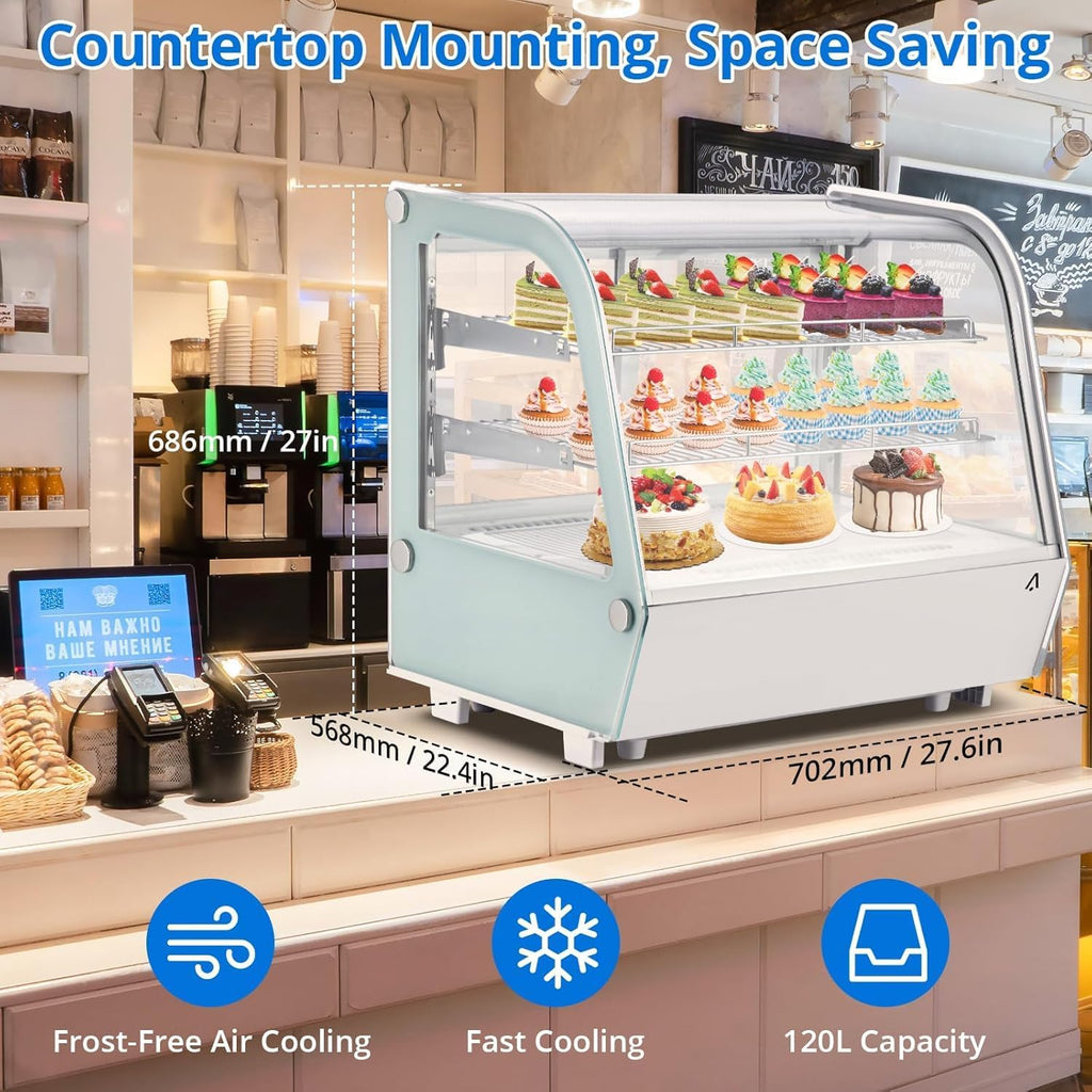 Commercial Refrigerator Display Case, 4.2 Cu.Ft. Refrigerated Display Case, Cake Fridge Countertop Pastry Display