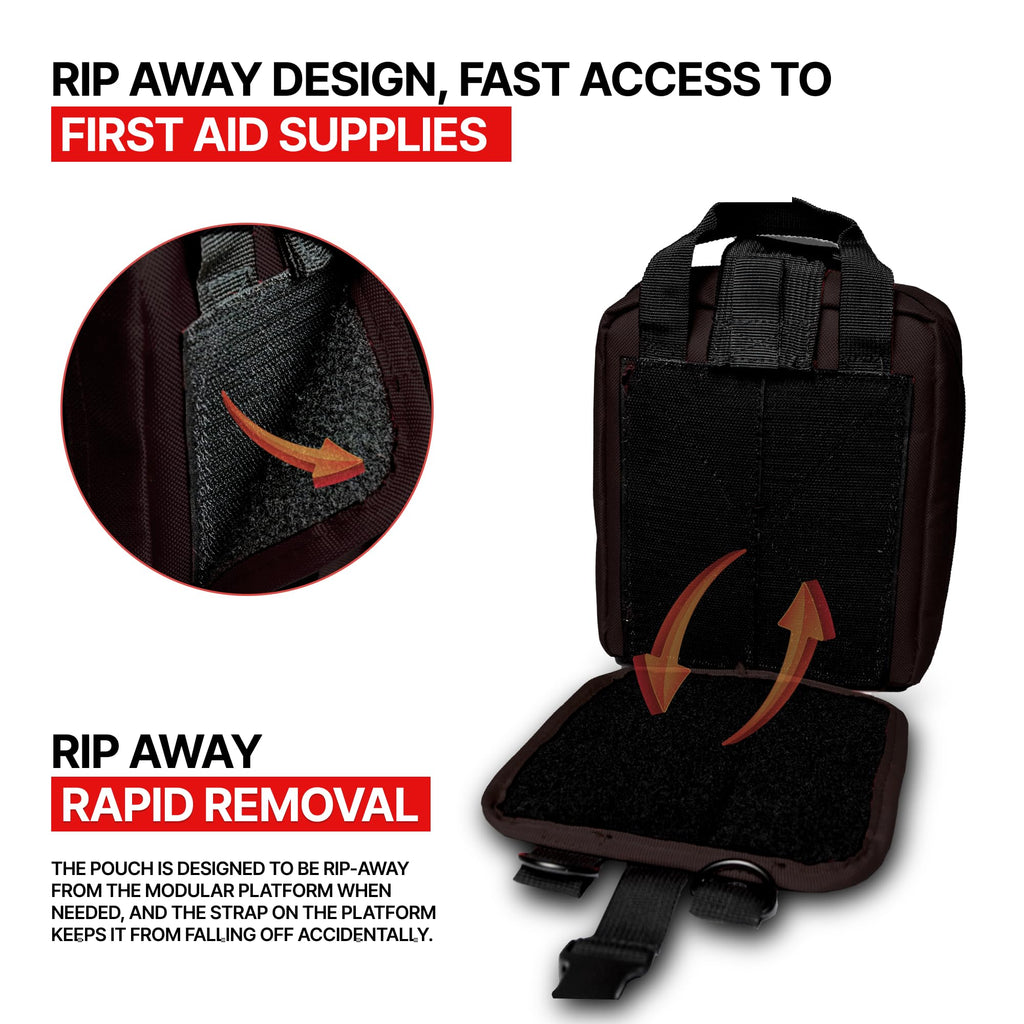 Rip Away MOLLE IFAK Pouch with Quick-Grab Handle-First Aid Kit Trauma Medical Bag-Durable 600D Polyester Emergency