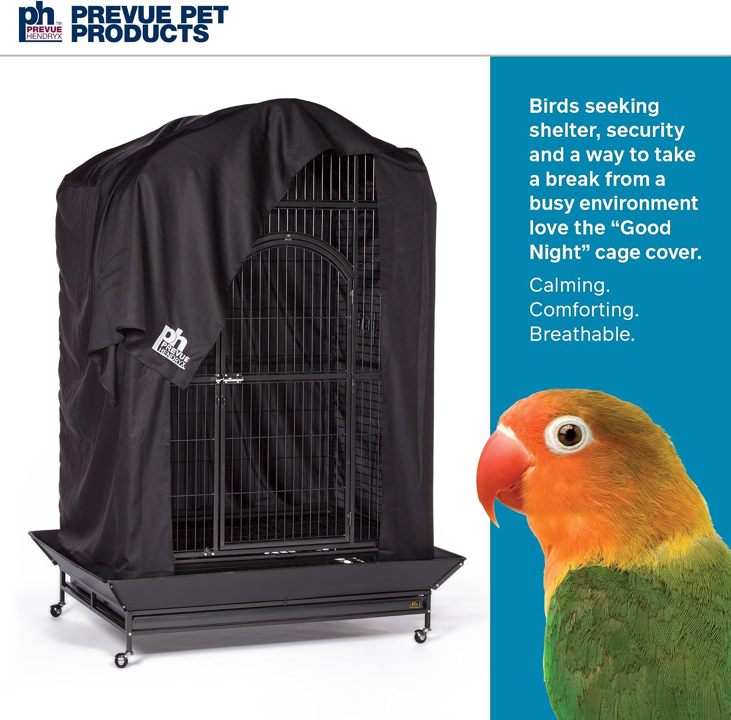 Extra Large Bird Cage Cover - Black, Size Extra Large | Good Night Cage Cover, Bird Accessories, Blocks Light
