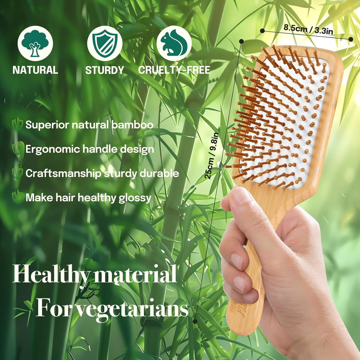 Hair Brush Set with Bamboo Detangling Brush and Boar Bristle Brush | 2 Pack HairBrush Set for Women Men Kids, Bamboo
