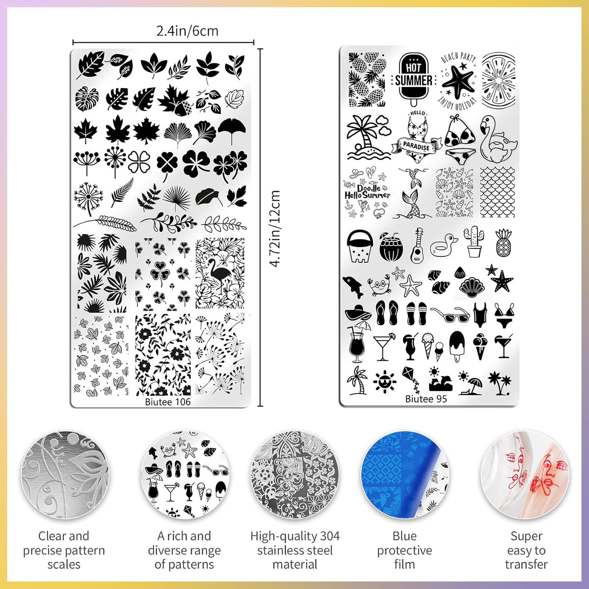 12PCS Nail Stamping Plate Set 8PCS Stamping Nail Gel Polish