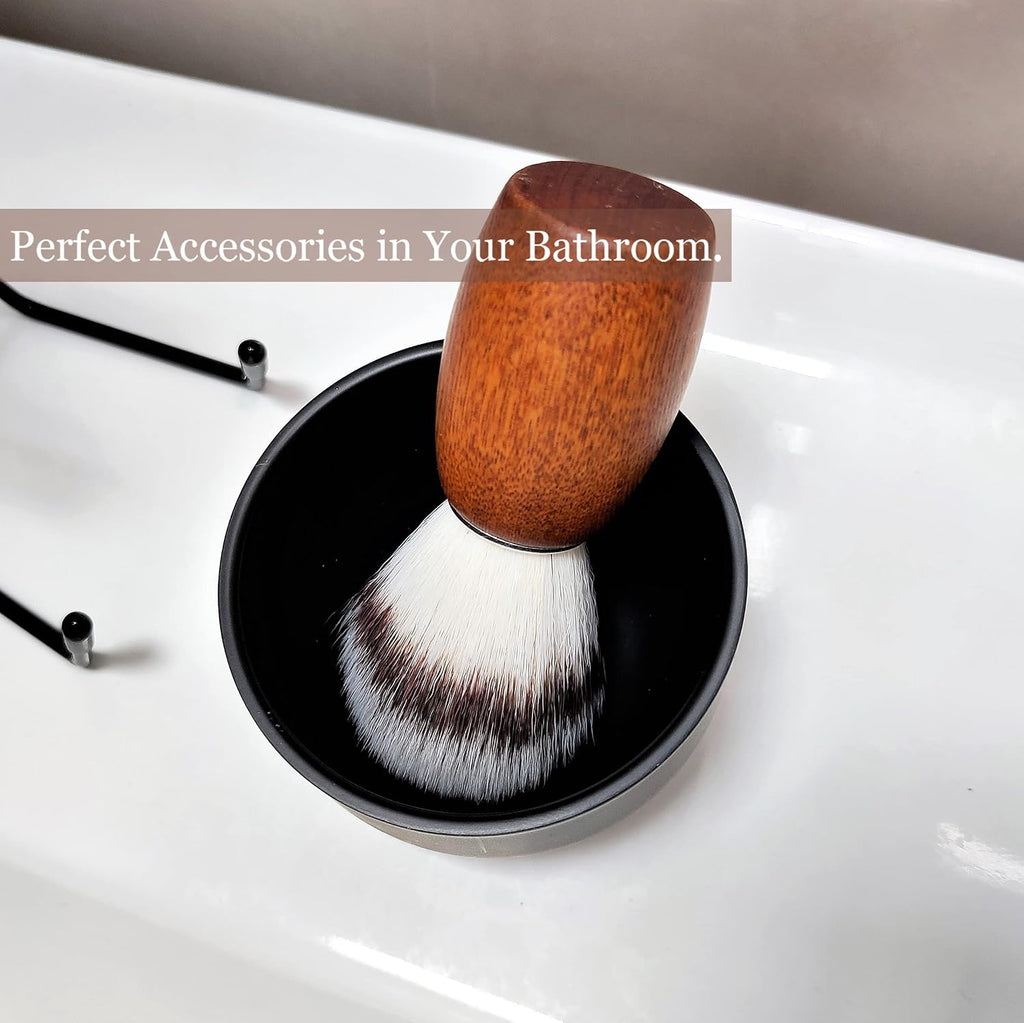 Men's Shaving Brush Set, 3pcs Grooming Set with Brush Steel Bowl and Stand | Complete 3-piece shaving set with a soft