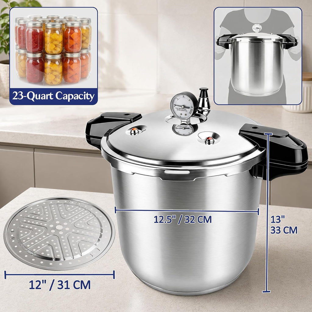 Canning Pressure Cooker Stainless Steel, 23 Qt Pressure Canner with Pressure Gauge, Ollas De Presión Para Cocinar