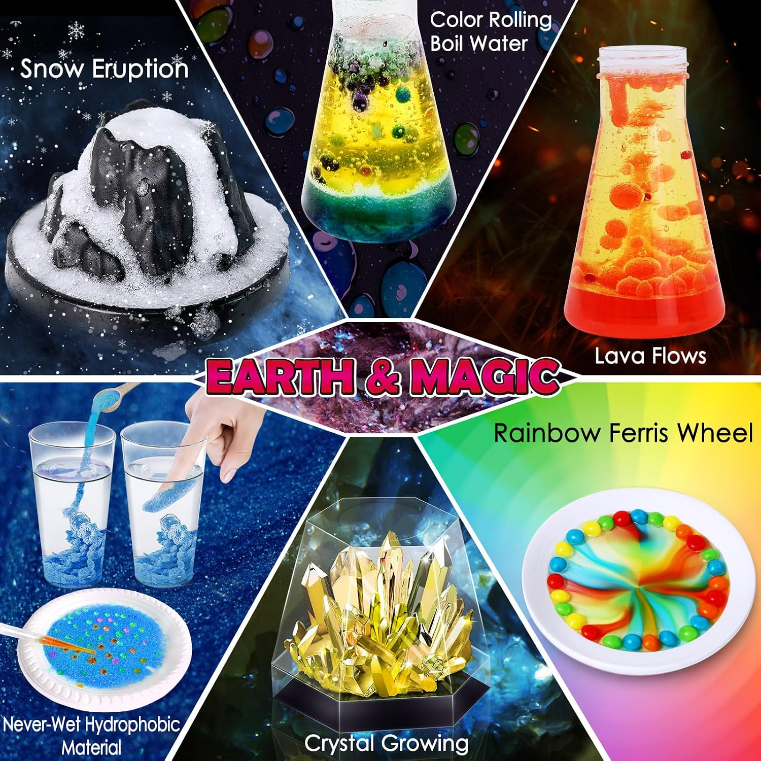 260+ Experiments Science Kits for Kids, S.T.E.M Science Projects | Dig Volcano Gemstones Crystal Making Soap bouncy