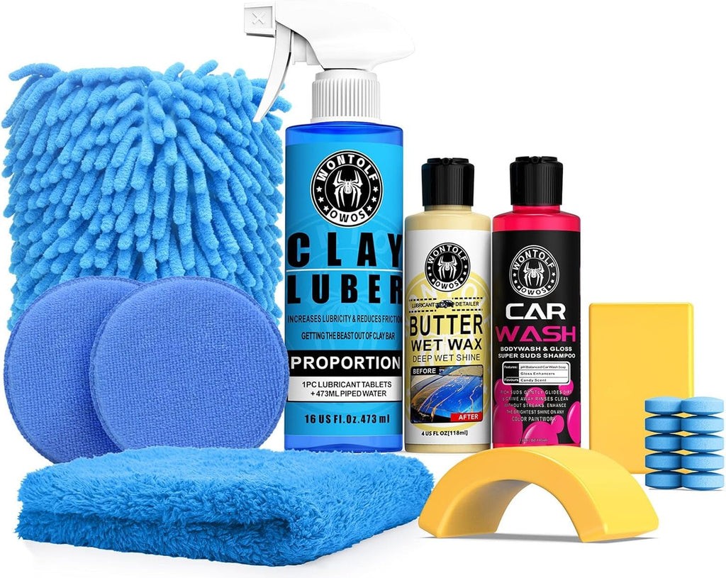 Complete Car Clay Bar Auto Detailing Kit, Clay Luber, Butter Wet Wax, Car Wash Soap - Premium Grade Clay System Car