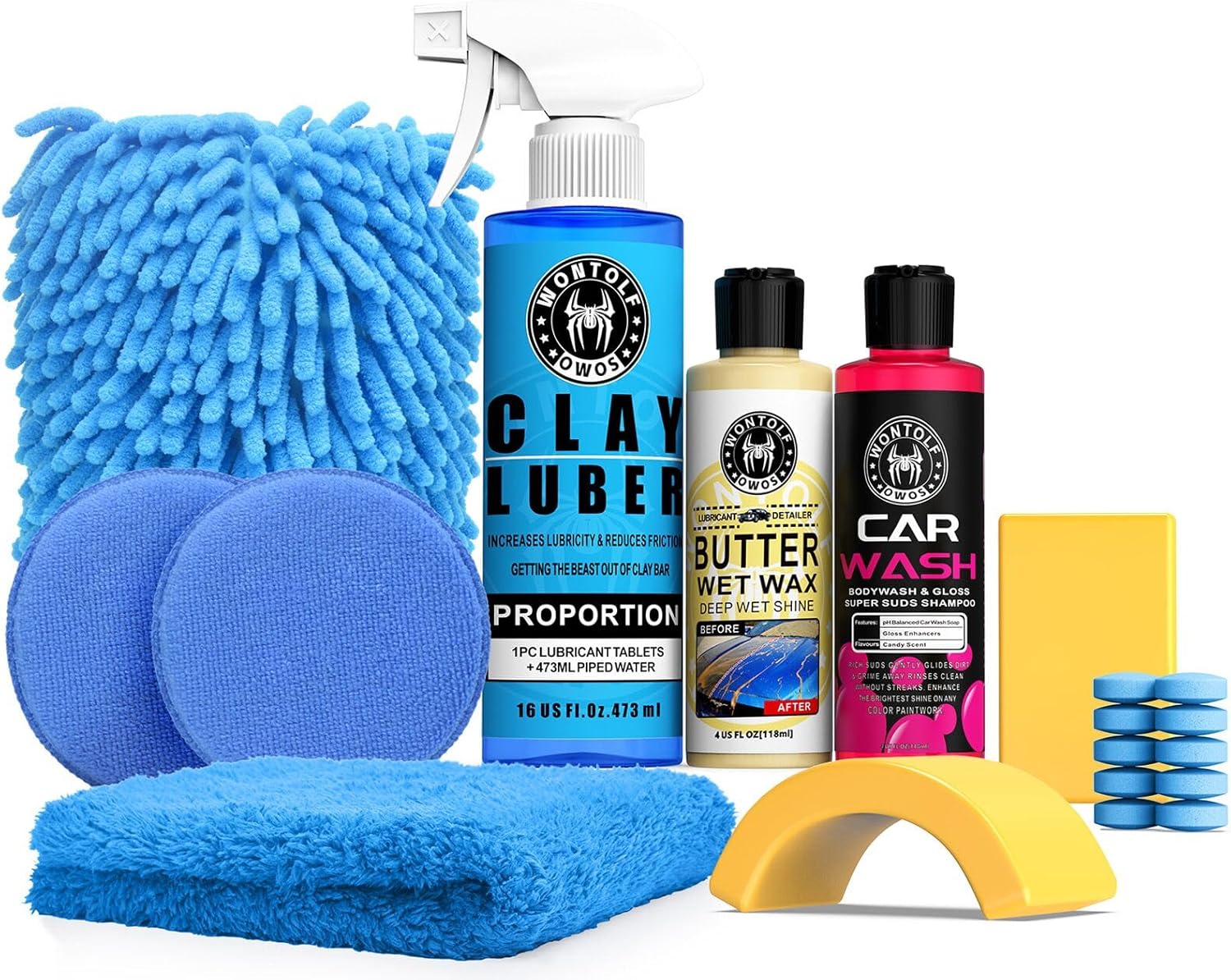 Complete Car Clay Bar Auto Detailing Kit, Clay Luber, Butter Wet Wax, Car Wash Soap - Premium Grade Clay System Car
