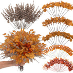 260 Pcs Fall Mixed Greenery Artificial Eucalyptus Stems, Orange