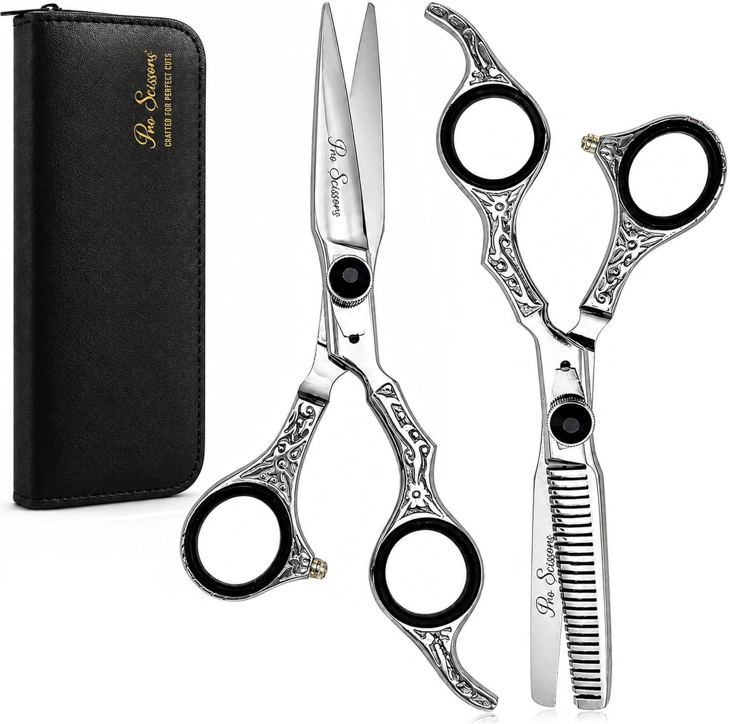 6.5" Professional Hair Cutting & Thinning Shears Set | J2 High Carbon Stainless Steel, Barber Shears for Hair