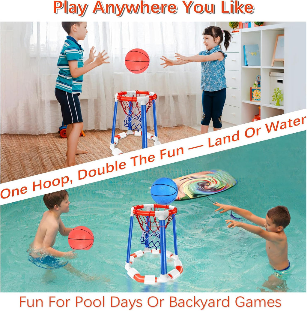 Pool Basketball Hoop Floating Set, Pool Toys and Pool Games for Kids and Adults, Durable Basketball Hoop with Balls